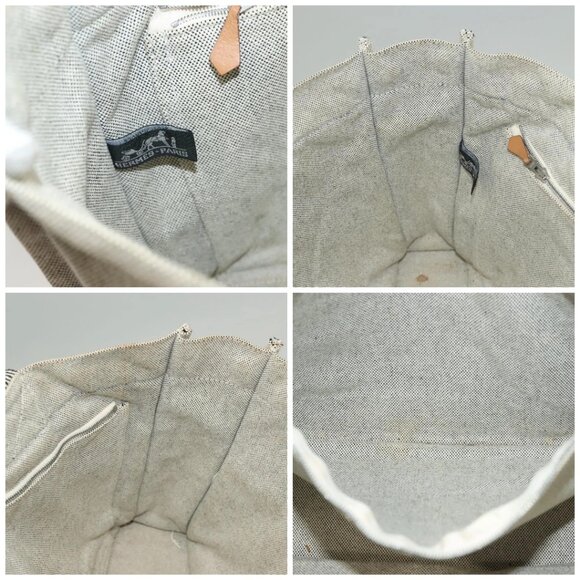 HERMES Fourre Tout MM Hand Bag Canvas Gray Silver Auth - Picture 15 of 16